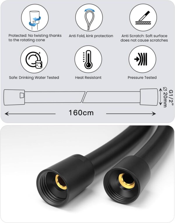 Kit complet Flexible Douchette pour WC " shattaf NOIR " – Image 12