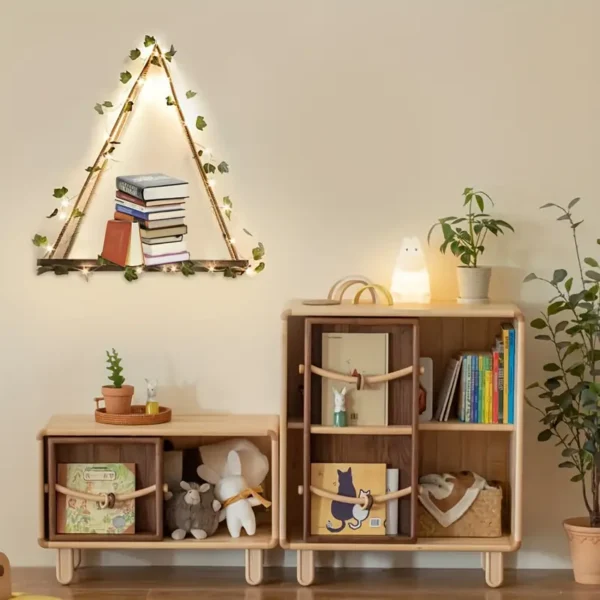 Étagère Lumineuse LED en bois Naturelle avec corde de jute – Image 4