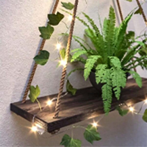 Étagère Lumineuse LED en bois Naturelle avec corde de jute – Image 7