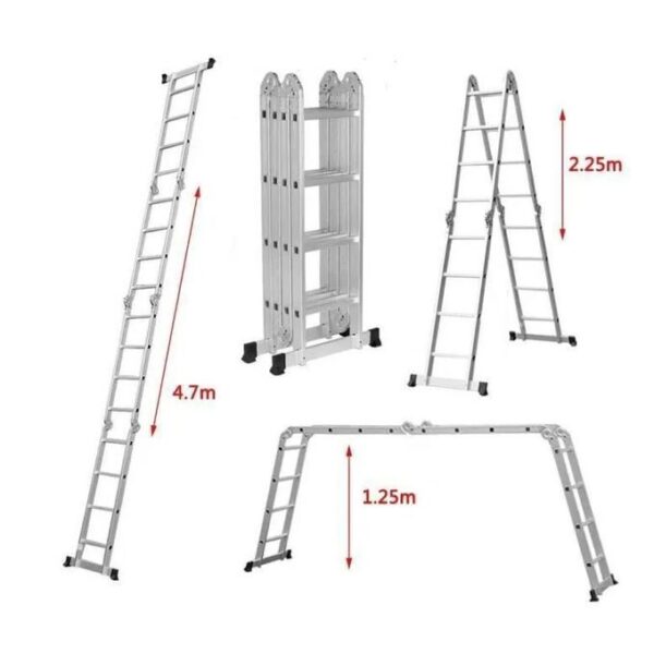 Echelle télescopique en aluminium 4.7m 4x4 Marches
